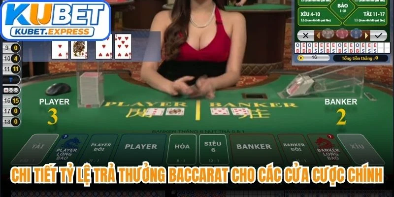 Chi tiết tỷ lệ trả thưởng Baccarat cho các cửa cược chính